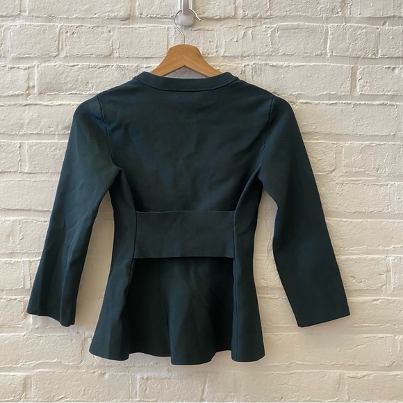 Aritzia || Babaton Piers Knit Peplum Long Sleeve Top Hunter Green Small - Picture 5 of 8